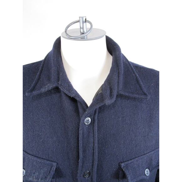 Boat Works Navy Blue Wool Blend Thick Quilt Lined Shirt Jacket Men Sz L - Picture 4 of 12